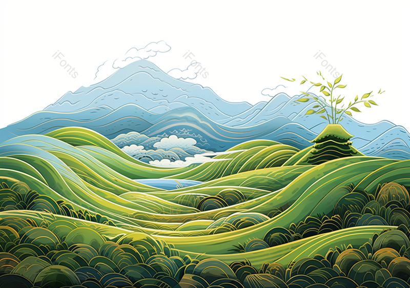 茶叶茶山春茶插画,插画/手绘图,插画/手绘图库,插画/手绘图下载,插画/手绘